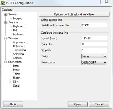 Prepairing PuTTy to connect to Dreambox DM900 in a Telnet session